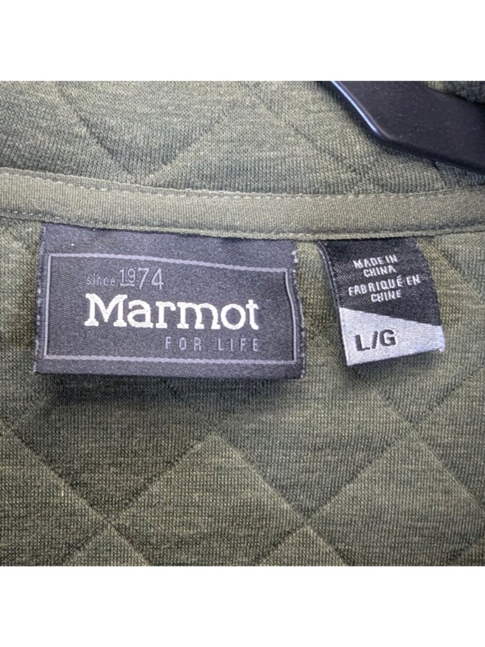 Marmot Mens Large Green Quilted Pullover Hoodie Hooded Sweatshirt - Picture 3 of 8